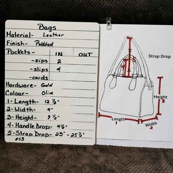 Olive/Gold Pebbled Leather Satchel/Crossbody EUC #253 - Picture 14 of 14